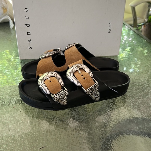 Sandro Western Buckle Sandals - Picture 3 of 10